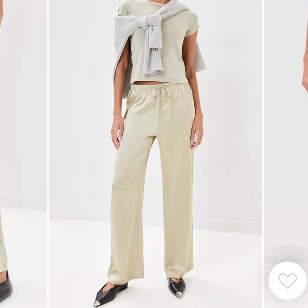 Reformation Olina Silk Pants in Dried Herbs